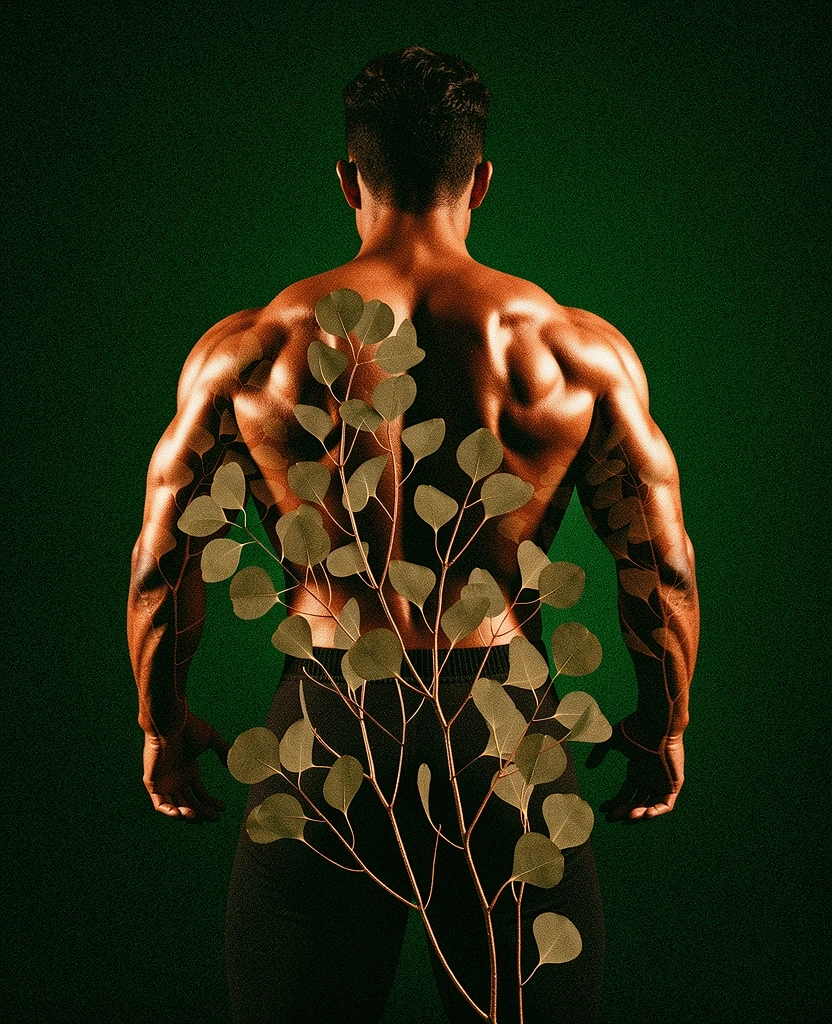 Restorative movement captured with botanical overlays